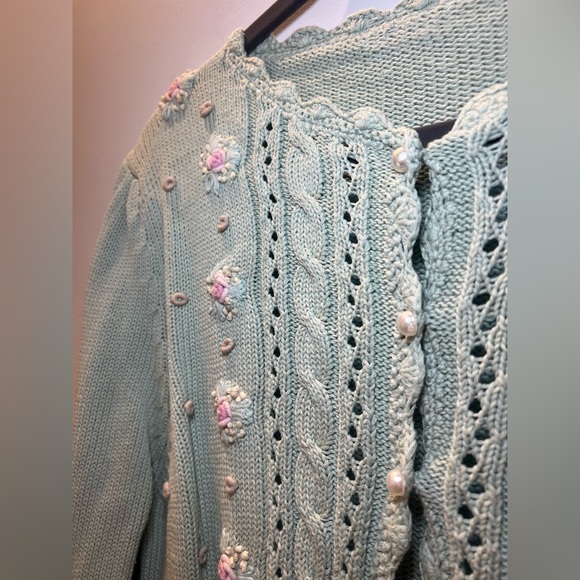 Vintage 1970s René Derhy Embroidered Cottagecore Cardigan – Pearl Buttons - Picture 3 of 5